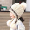 Winter Beanies Baby Ring Hat Pompom Children Hats Knitted Cute Cap for Baby Girls Boys Warm Fleece Lining Earflap Caps for Kids.