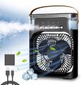 USB Air Cooler Fan 3 in 1 Mini Portable Fan Humidifier with 7 Colors LED Light Air Cooler 600ml Water Tank Air Cooling FanThis is NOT a rechargeable fan.
