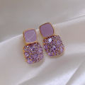 1 Pair Luxury Female Crystal Zircon Stone Earrings Fashion Diamonds Gemstones Square Rhinestone Earrings Bling Bling Geometric Drop Earring for Girls Women.