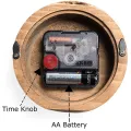Wooden Desk & Table Analog Clock Made Of Pine(Dark). 