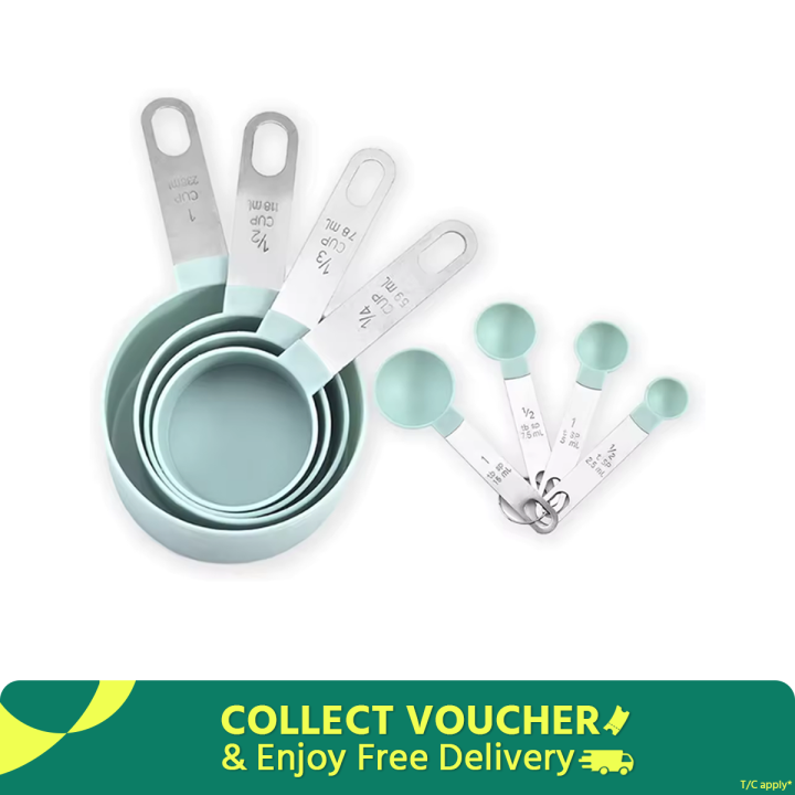 New 8Pcs Measuring Cups Spoons Kitchen Baking Cooking Bakeware Kitchen Tools Set- SM POINT LTD