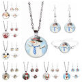 Cross-border new accessories Christmas Snowman Time Gemstone Bracelet Necklace Earrings Jewelry Set.