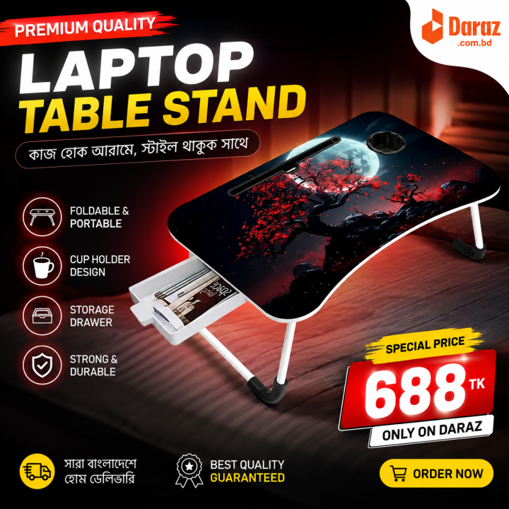 waterproof Multi-function and Removable Stand Folding Computer Laptop Desk Small Bed Desk Simple Dormitory Lazy Table Bed with Laptop Table with Holder Slot Portable Table Stand for Laptop Tablet Reading Table - cloth stand"