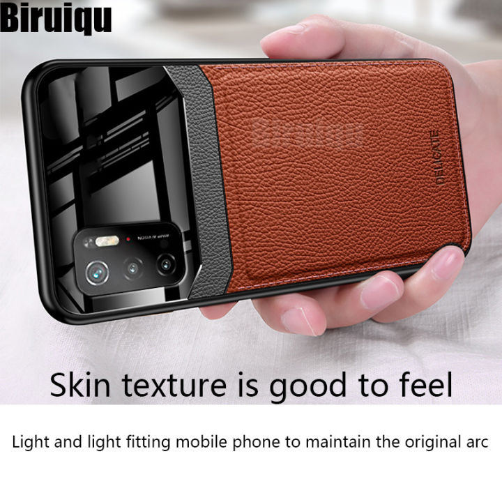Biruiqu%20For%20Xiaomi%20Poco%20M3%20Pro%205G%20Poco%20M3%20Pro%205G%20Pocophone%20M3%20Pro%205G%20Hybrid%20Soft%20TPU%20Leather%20Tempered%20Glass%20Shockproof%20Case%20Cover%20-%20Image%202