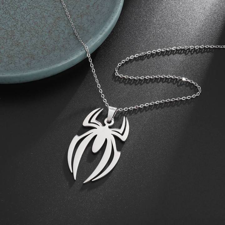 Lovely%204x3cm%20Spider%20Pendant%20Chain%20Necklace%20Silver%20Tone%20Spiderman%20For%20Men%20-%20Image%206