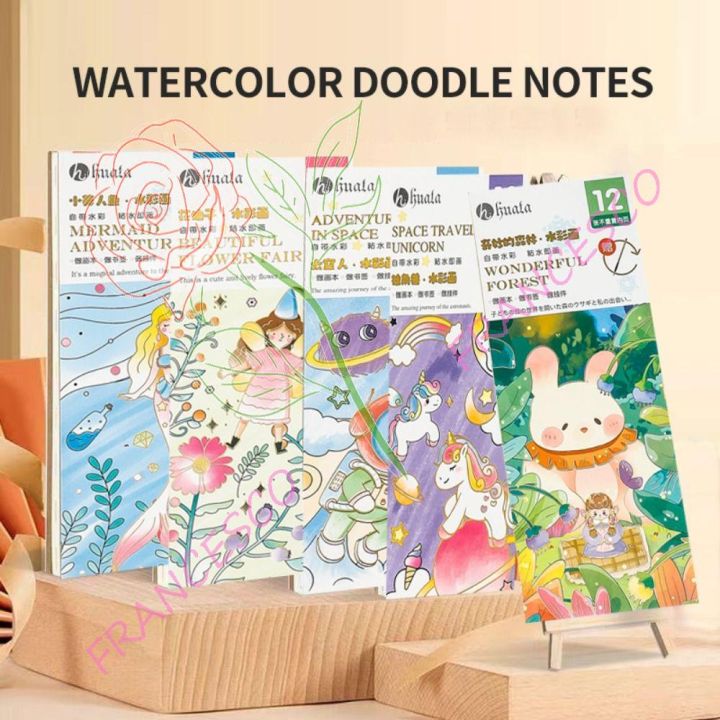 FRANCESCO Gouache Graffiti Picture Book Pocket Drawing Book Artist Tool Set Graffiti Picture Book School Art Supplies With Paint and Brush Painting Supplies Blank Doodle Book Set