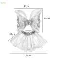 4Pcs Girls Fairy Costume Butterfly Wing Kids Princess Cosplay Fancy Dress Pink. 