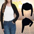 Women Plain Shrug Raglan Sleeves Cardigan UV Arm Sleeves Anti-sunburn Sleeve Cropped Cape Ladies Top Cycling Driving Arm Cover.