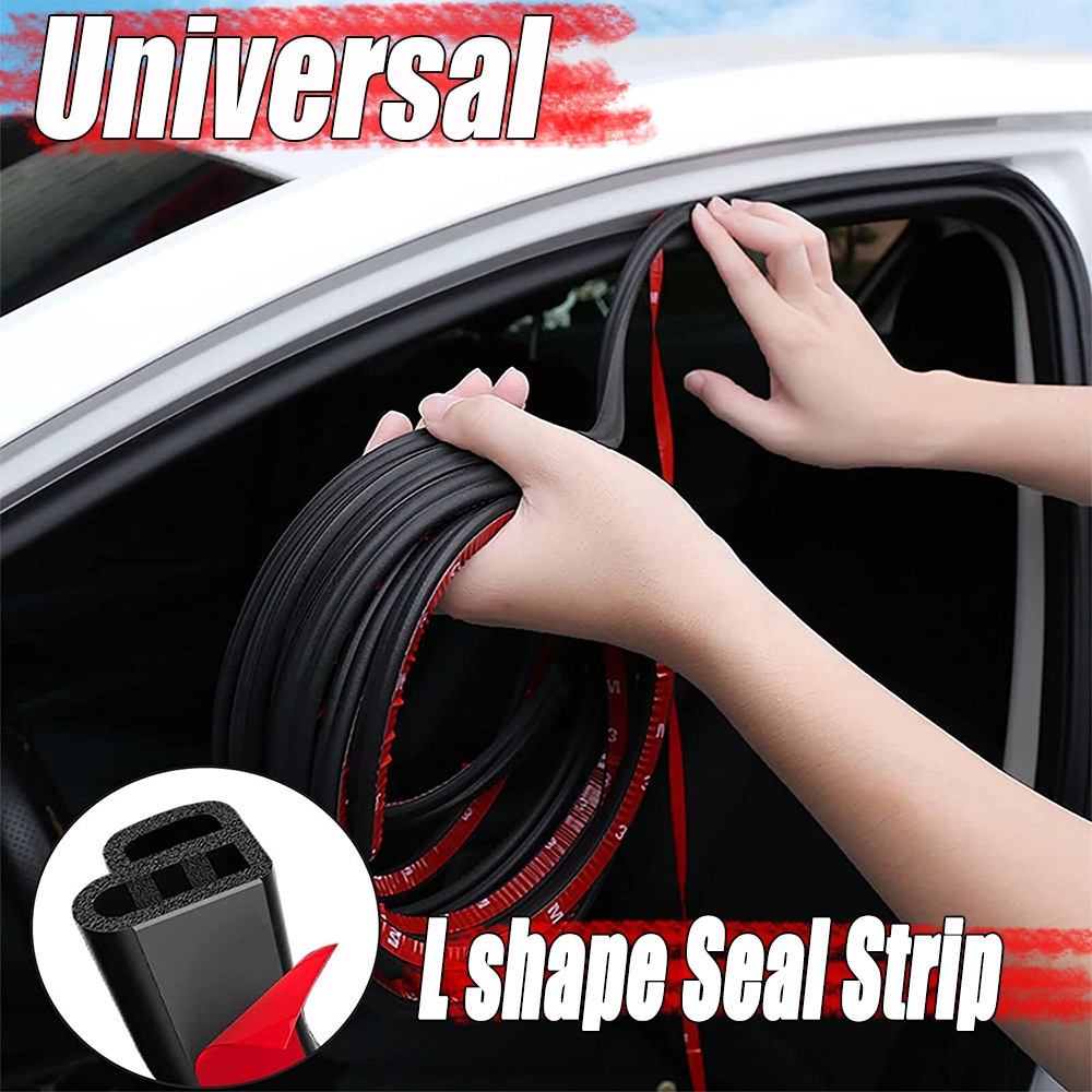【Clearance】 1/5M Car Door Seal Strip Double Layer 5 Holes Weatherstrip Self Adhesive Soundproof Strip Thickened L B Shape Tailgate Strip Universal Auto Exterior Accessories