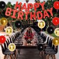 Red and Black 18th Birthday Party Decorations with Number 18 Foil Balloon Cake Topper and Curtain for Boys Girls 18th Birthday.