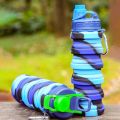 BZY Foldable Drinking Water Bottle Leakproof Fold Silicone Water Bottles Cup With Straw Outdoor Hiking Camping 500ml. 