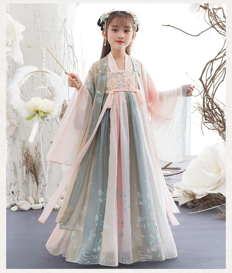 Girl's Hanfu, Chinese baby Tang costume, Ru skirt, autumn and