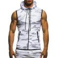 Men's Hoodies vest Summer Men Gym Fitness  Mesh Hoodies Zip Up Sleeveless Hooded TaTop Sweatshirt Spring Fashion. 