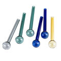 2pcs Portable Colorful Round Head Borosilicate Glass Tube Pipe Drink Straw Pipes. 