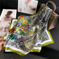 Women Popular Print Silk Scarf 70X70cm Square Scarves 2024 New Fashion Travel Decoration Sunscreen Bandannas Kerchief Hair Band.