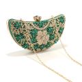 Green Color Women Evening Bags With Rhinestones Hollow Out Style Clutch Diamonds Moon Design Wedding Glitter Luxury Lady Bridal.