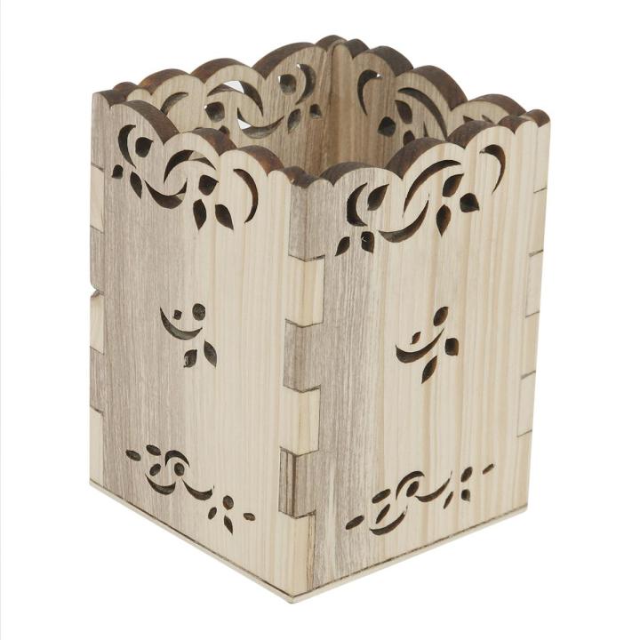 Valiant Art & Craft - Brown Wood Pen Stand