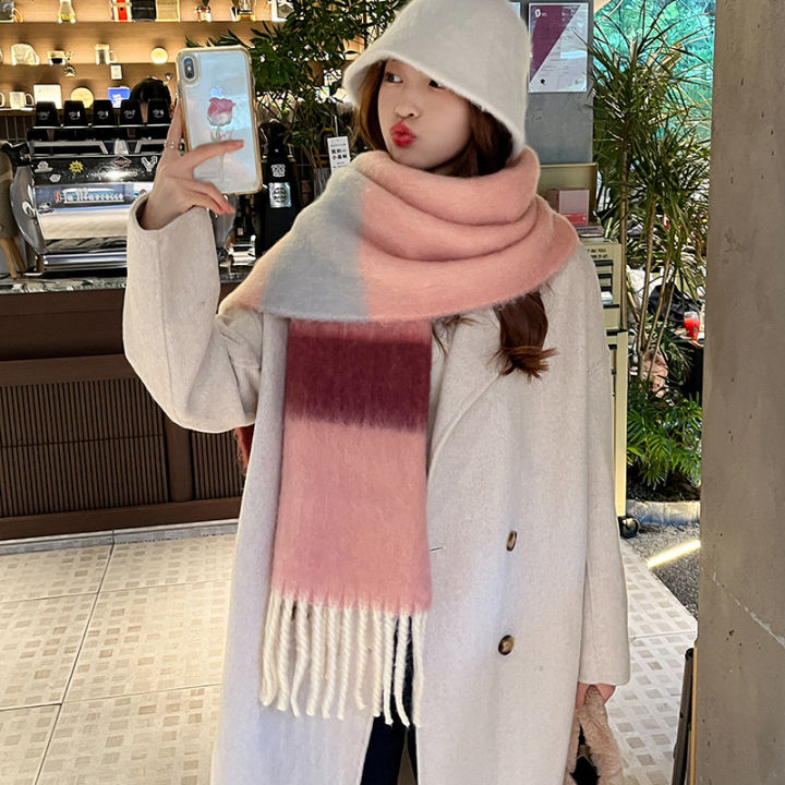 Autumn and Winter Warm Rainbow Scarf Striped Colors All