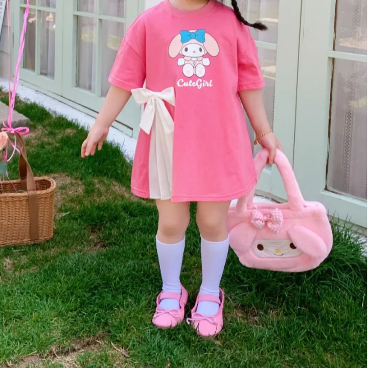 Sanrio%20Hello%20Kitty%20Children's%20Princess%20Dress%20Girls%20Cinnamoroll%20Kuromi%20Dress%20Short%20Sleeve%20Skirt%20Anime%20Cute%20Summer%20Kids%20Clothing%20-%20Image%205