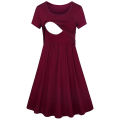 Maternity Women's Stripe Dresses Casual Summer Knee Length Pregnancy Clothes Ruched Pregnant Breastfeeding Clothes. 