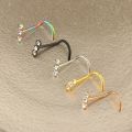 1Pcs Surgical Steel Crystal Nose Piercing Rings And Studs Nose Stud L Shape Zircon Nose Ring Indian Style Piercing Jewelry Nariz. 