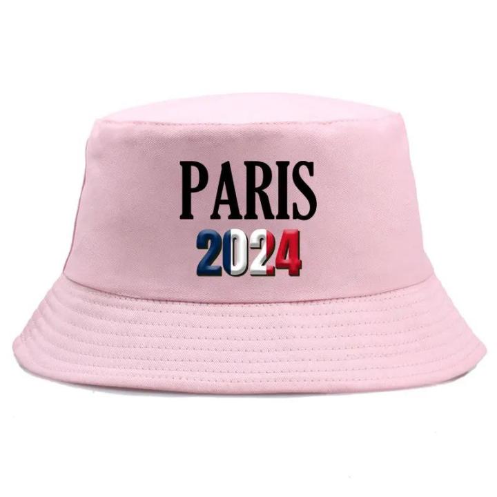 Summer Paris 2024 Reversible Bucket Hat Unisex Adult Cotton Fisherman Cap Woman Man Cool Cotton Bob Hat Teen Solid Sun Cap