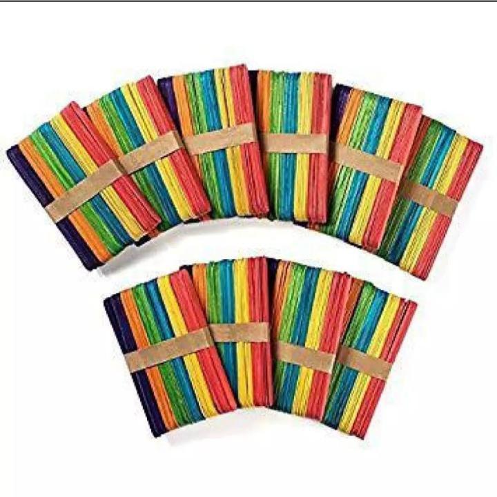 Pack of 10 Multi Colour Wooden Jumbo/Large Popsticks