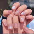 24pcs short Pink Glitter Nail Patch Cat eye False Nail Patch Acrylic artificial nails Women girl Nail DIY Nail Tips. 