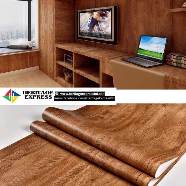 Wood Grain Self Adhesive 4x2 Feet  Furniture Stickers PVC Wallpaper cabinets Gloss Film Vinyl Counter Top Decal 8 sqf