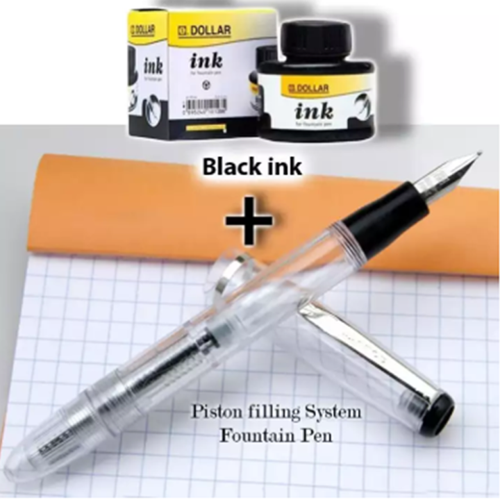 Fountain pen Dollar FP 717i Transparent Fountain Pen students Office calligraphy piston ink system with Black/Blue ink