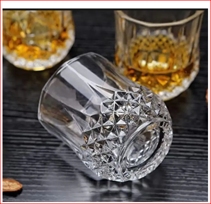 Transparent Diamond Design Coke Glass Set - Unique Glasses To Serve Your Beverages - Set Of 6 Glasses By Olila-W41