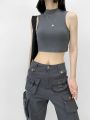 Half Turtleneck Hot Girl Sleeveless Top for Women ins Trendy American Slim Fit Midriff-Baring Outer Wear Inner Wear Short Vest.