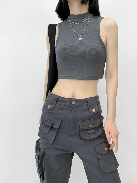 Half%20Turtleneck%20Hot%20Girl%20Sleeveless%20Top%20for%20Women%20ins%20Trendy%20American%20Slim%20Fit%20Midriff-Baring%20Outer%20Wear%20Inner%20Wear%20Short%20Vest%20-%20Image%203