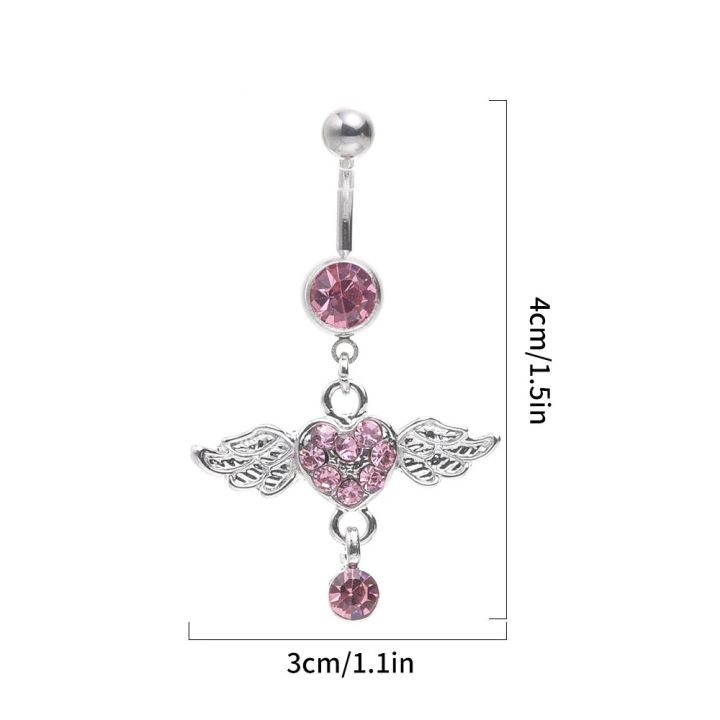 Women%20Surgical%20Steel%20Navel%20Piercing%20Pink%20Color%20Crystal%20Heart%20Wing%20Belly%20Button%20Ring%20Dangle%20Personality%20Body%20Jewelry%20Accessories%20-%20Image%207