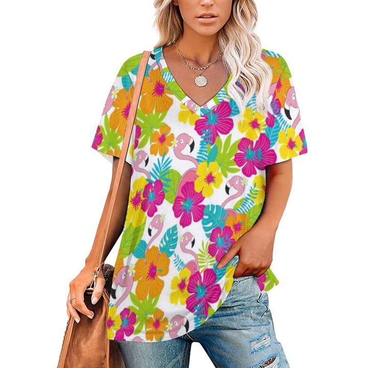 Women%20Colorful%20Flower%20T%20Shirts%20Bright%20Hippy%20Cartoon%20V%20Neck%20Street%20Wear%20Oversized%20T-shirt%20Girls%20Cute%20Tee%20Shirts%20Summer%20Clothing%20-%20Image%207