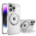 Plating Ring Magnetic Transparent Phone Case For iPhone 15 14 Pro Max 13 12 11 XR XS X 7 8 Plus Magsafe Wireless Charging Cover.