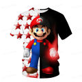 Super Mario Bros Cartoon T-shirt Anime Characters Mario and Luigi Cartoon Print Home 3D Print O-Neck T-shirt Children's Gift. 