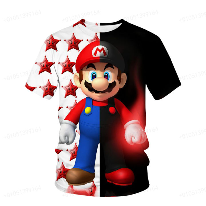 Super Mario Bros Cartoon T-shirt Anime Characters Mario and Luigi Cartoon Print Home 3D Print O-Neck T-shirt Children's Gift