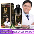 500ml 3 In 1 Hair Color Shampoo Black Hair Dye Covering White Hair Shampoo Black Plant Hair Dye Fast Hair Dye Cream Styling DIY. 