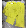 Women's Wide Leg Pants Two Piece Loose Long Sleeve Lapel Shirts+Pants Female Suit.