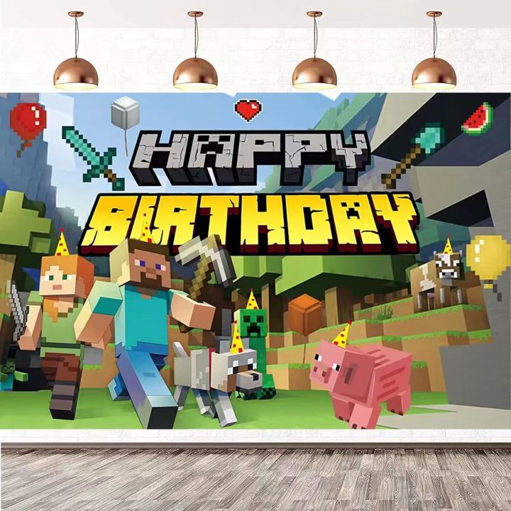 Miner%20Craftes%20Birthday%20Party%20Decoration%20Pixel%20Game%20Disposable%20Tableware%20Balloon%20Banner%20Backdrop%20Party%20Supplies%20-%20Image%205