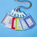 1 PCS Transparent Work Card Badge Holder Office Staff Employees ID Card Clear Pass Name Work Card Cover Case Sleeve with Lanyard.