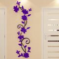 Rose Flower Wall Stickers DIY Vase Flower Self-Adhesive Wallpaper Tree Crystal Arcylic 3D Wall Sticker Home Bedroom Decoration. 