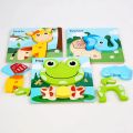 Wooden Montessori Toys Puzzle Educational Animals Cartoon Early Learning Cognition Intelligence Game For Children Kids Toys Gift.