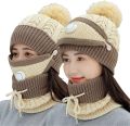 3 in1 Women's Cold Weather Sets Womens Winter Scarf Set with Filter, Hat Cap. 