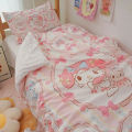 Kawaii Duvet Cover Sanrio Anime Cartoon MY Melody Cinnamoroll Kuromi Comforter Cover Bedding Set Children Girl Women Bed Decor. 