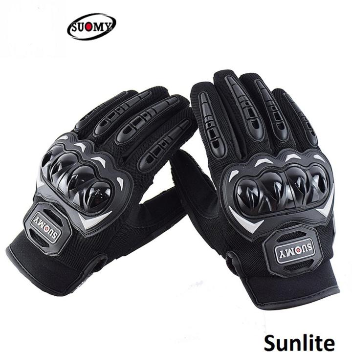 Motorcycle hand gloves Suomy. Full Finger Protective Gloves With Touch Screen. Black