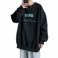 ins trendy brand crewneck sweatshirt men's Korean version trend simple autumn new hoodless loose autumn loose upper clothes.
