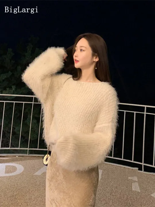 Lantern%20Sleeve%20Knitted%20Mohair%20Sweater%20Women%20Pullover%20Lazy%20Oaf%20Ladies%20Jumpers%20Tops%20Femme%20Korean%20Casual%202022%20Autumn%20Pull%20Femme%20-%20Image%208