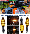 MOXI Branded Flexible Universal Fit LED Indicator for Motorcycle Bike Waterproof KTM Style Amber Turning Signal Lamps Blinkers Bulb Turn Signals 12V.
